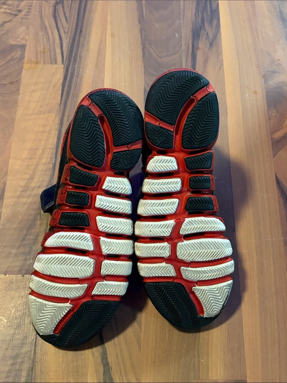 adidas Red Black and White High-Top Athletic Shoes
